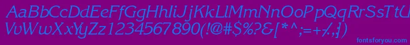 フォントIntuitionsskItalic – 紫色の背景に青い文字