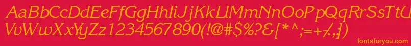 フォントIntuitionsskItalic – 赤い背景にオレンジの文字