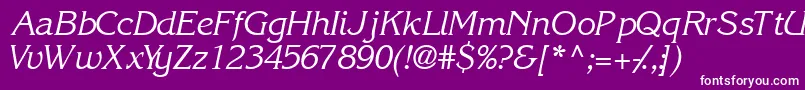 IntuitionsskItalic-fontti – valkoiset fontit violetilla taustalla