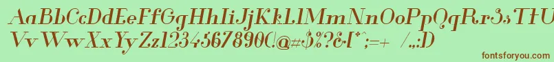 Шрифт Glamor Mediumitalic – коричневые шрифты на зелёном фоне