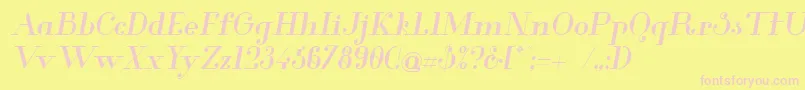 Glamor Mediumitalic Font – Pink Fonts on Yellow Background