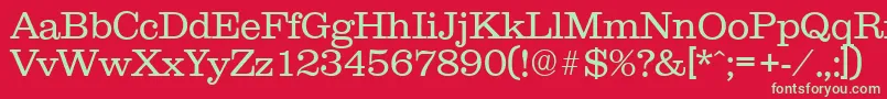 ClareserialLight Font – Green Fonts on Red Background
