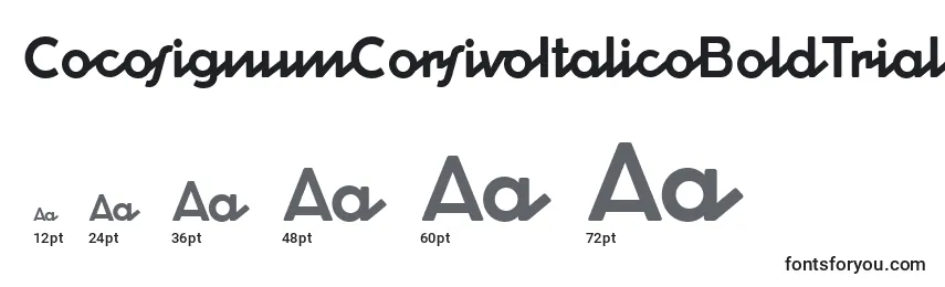 Размеры шрифта CocosignumCorsivoItalicoBoldTrial