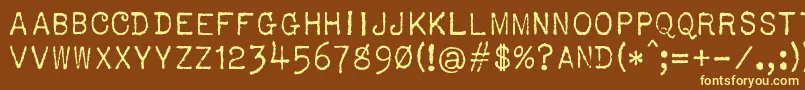 Usis1949-fontti – keltaiset fontit ruskealla taustalla