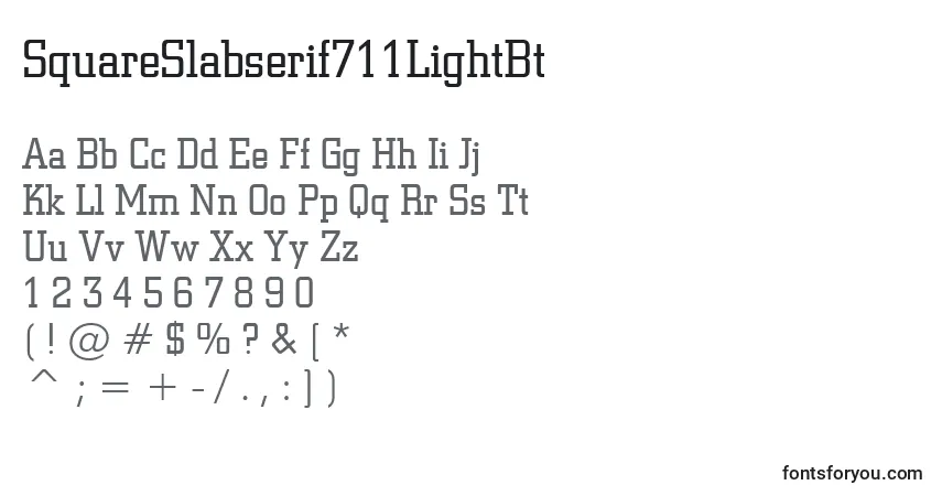 Шрифт SquareSlabserif711LightBt – алфавит, цифры, специальные символы