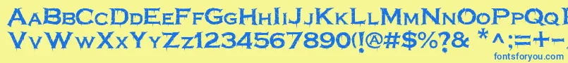 Terrorplate Font – Blue Fonts on Yellow Background