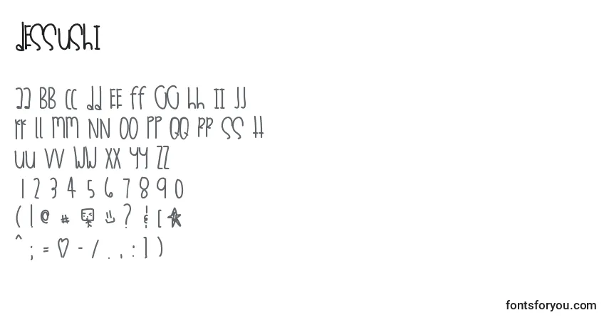 Шрифт Dessushi – алфавит, цифры, специальные символы
