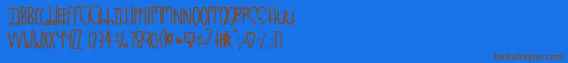 フォントDessushi – 茶色の文字が青い背景にあります。