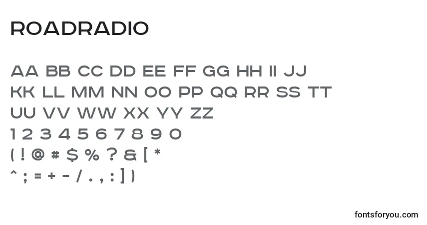Schriftart Roadradio – Alphabet, Zahlen, spezielle Symbole