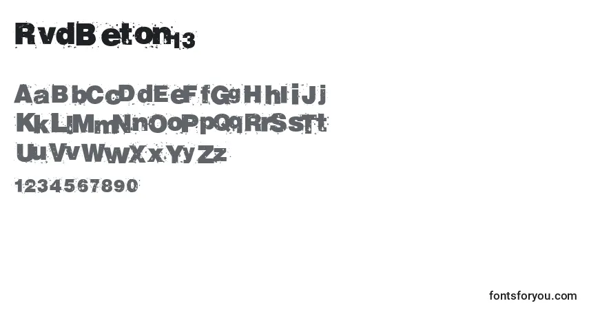 Schriftart RvdBeton13 – Alphabet, Zahlen, spezielle Symbole