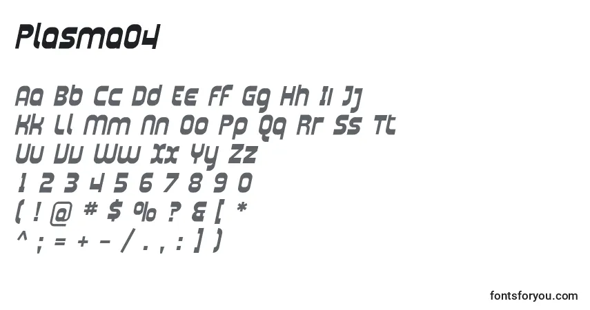 A fonte Plasma04 – alfabeto, números, caracteres especiais