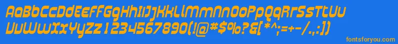 フォントPlasma04 – オレンジ色の文字が青い背景にあります。