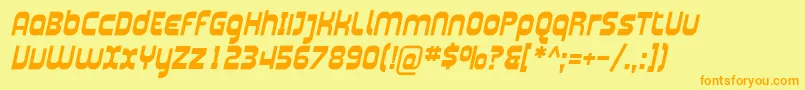 フォントPlasma04 – オレンジの文字が黄色の背景にあります。