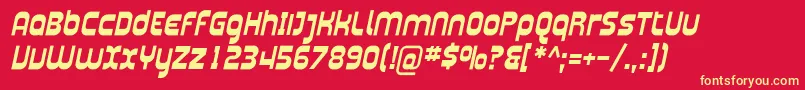 Plasma04-Schriftart – Gelbe Schriften auf rotem Hintergrund