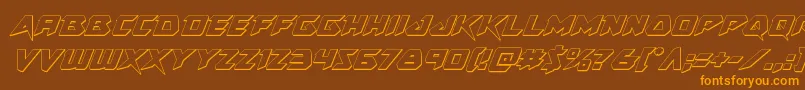 Skirmisher3Dital-Schriftart – Orangefarbene Schriften auf braunem Hintergrund