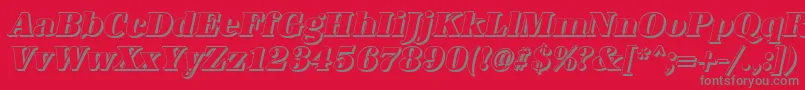 Fonte AntiquashCdHeavyItalic – fontes cinzas em um fundo vermelho