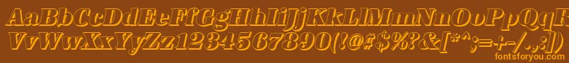 AntiquashCdHeavyItalic-Schriftart – Orangefarbene Schriften auf braunem Hintergrund