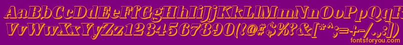 Fonte AntiquashCdHeavyItalic – fontes laranjas em um fundo violeta