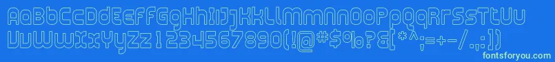 PlasmaticaOutline-Schriftart – Grüne Schriften auf blauem Hintergrund