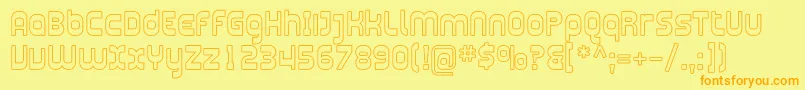 PlasmaticaOutline-Schriftart – Orangefarbene Schriften auf gelbem Hintergrund