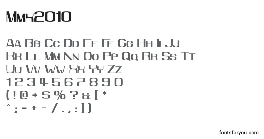 A fonte Mmx2010 – alfabeto, números, caracteres especiais