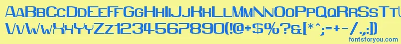 フォントMmx2010 – 青い文字が黄色の背景にあります。