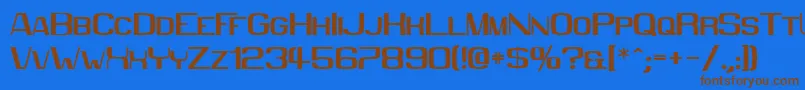 フォントMmx2010 – 茶色の文字が青い背景にあります。