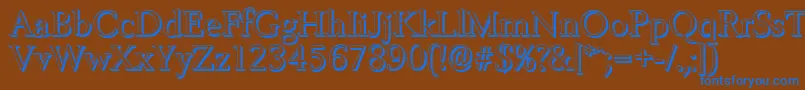 BelfastshadowRegular-Schriftart – Blaue Schriften auf braunem Hintergrund