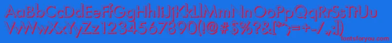 LimerickshadowRegular-Schriftart – Rote Schriften auf blauem Hintergrund