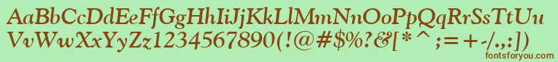 GoudyOldStyleBoldItalicBt Font – Brown Fonts on Green Background