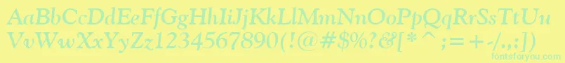 GoudyOldStyleBoldItalicBt Font – Green Fonts on Yellow Background