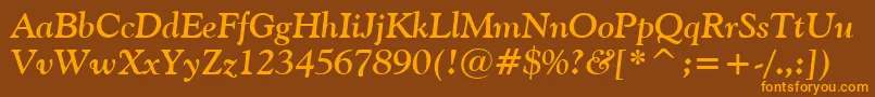 GoudyOldStyleBoldItalicBt Font – Orange Fonts on Brown Background