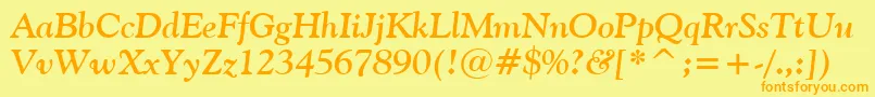 GoudyOldStyleBoldItalicBt Font – Orange Fonts on Yellow Background