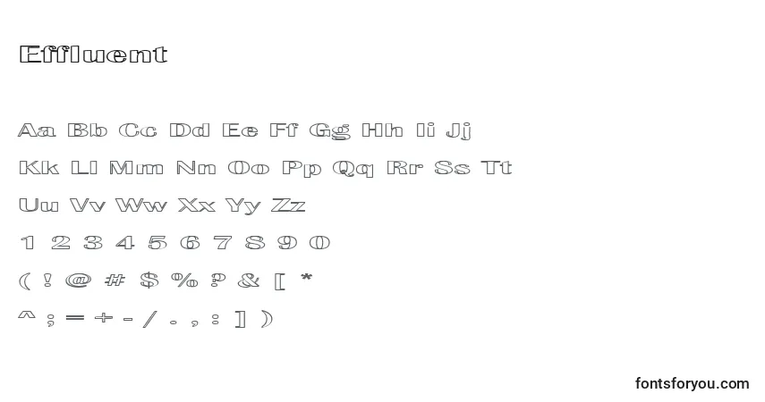 Effluent-fontti – aakkoset, numerot, erikoismerkit