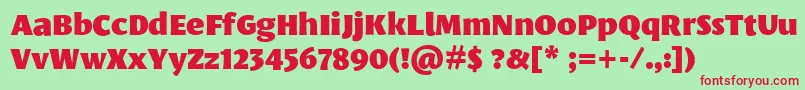 LeksasansproBlack Font – Red Fonts on Green Background