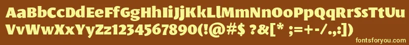 LeksasansproBlack-fontti – keltaiset fontit ruskealla taustalla
