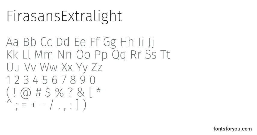 Schriftart FirasansExtralight – Alphabet, Zahlen, spezielle Symbole