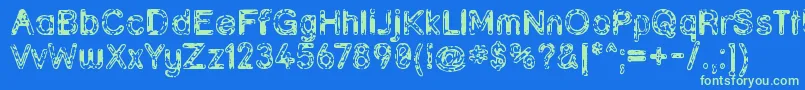 Grunja Font – Green Fonts on Blue Background