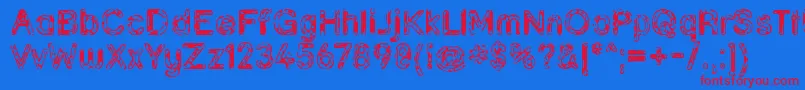 Grunja Font – Red Fonts on Blue Background