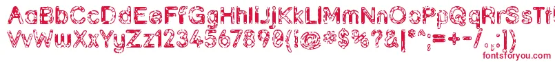Grunja-Schriftart – Rote Schriften auf weißem Hintergrund