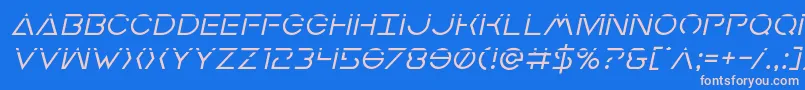 フォントEarthorbiterlaserital – ピンクの文字、青い背景