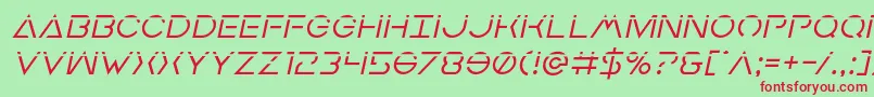 フォントEarthorbiterlaserital – 赤い文字の緑の背景