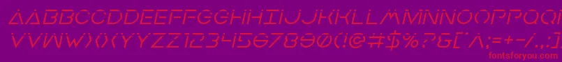 Earthorbiterlaserital-Schriftart – Rote Schriften auf violettem Hintergrund