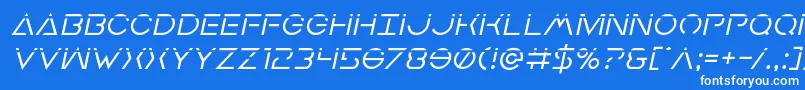 フォントEarthorbiterlaserital – 青い背景に白い文字