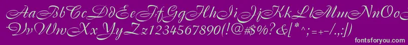 Cassandra Font – Green Fonts on Purple Background