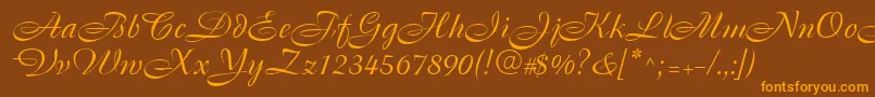 Cassandra-Schriftart – Orangefarbene Schriften auf braunem Hintergrund