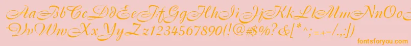 Cassandra-Schriftart – Orangefarbene Schriften auf rosa Hintergrund