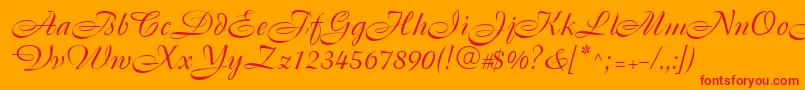 Cassandra Font – Red Fonts on Orange Background