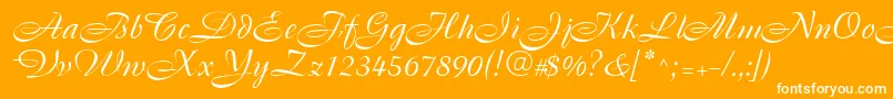 Cassandra-Schriftart – Weiße Schriften auf orangefarbenem Hintergrund