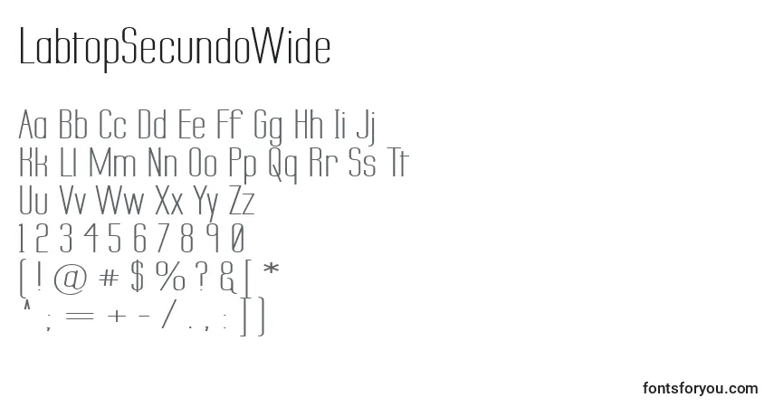 Schriftart LabtopSecundoWide – Alphabet, Zahlen, spezielle Symbole